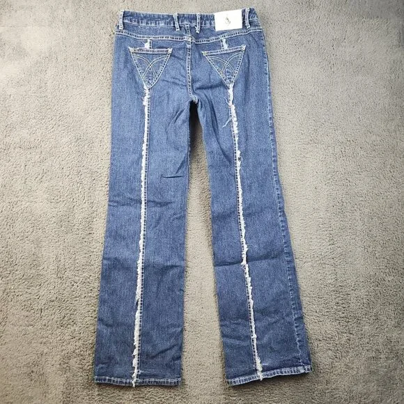 Baby Phat Jeans Junior 11 Bootcut High Rise Stretch Logo Cat Y2K Center Sea - Picture 2 of 11